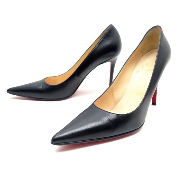 CHAUSSURES CHRISTIAN LOUBOUTIN HAI 100 ESCARPINS 39.5 CUIR NOIR +BOITE PUMP 515€