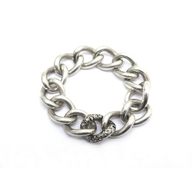 BRACELET POMELLATO 67 B.A8061MA/A GROSSE MAILLE T18 ARGENT ET PYRITE JEWEL 1580€