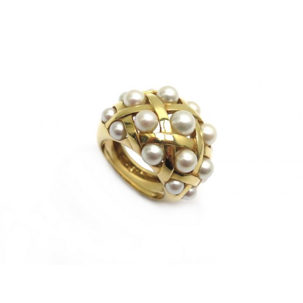 BAGUE CHANEL BAROQUE T 54 EN OR JAUNE & PERLES DE CULTURE GOLD PEARL RING 4500€