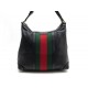 SAC A MAIN GUCCI 257084 CUIR GRAINE NOIR & BANDE TOILE WEB HAND BAG 1590€