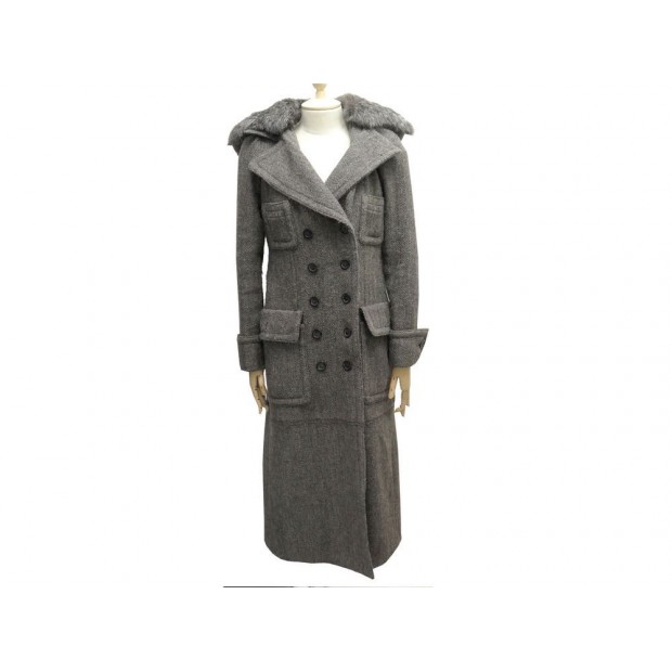 manteau louis vuitton 38 m en laine gris capuche en