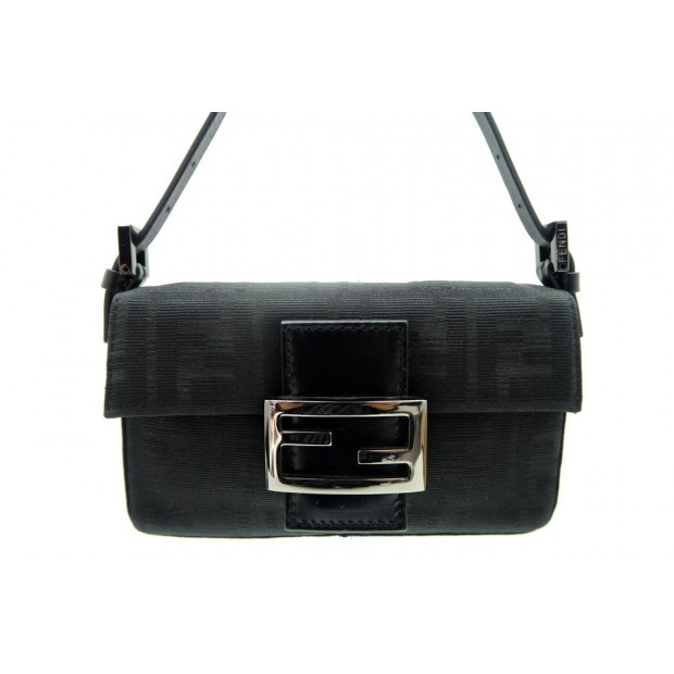 SAC A MAIN FENDI MINI BAGUETTE 8BK005 TOILE NOIR POCHETTE PURSE DUSTBAG 600€