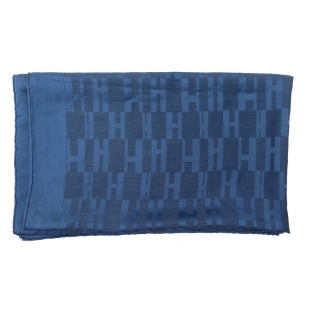 ETOLE HERMES MOTIF H ECHARPE EN SOIE & LAINE GRISE 