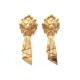 BOUCLES D'OREILLES CHANEL TETE DE LION PENDANTES METAL DORE GOLDEN EARRINGS 570€