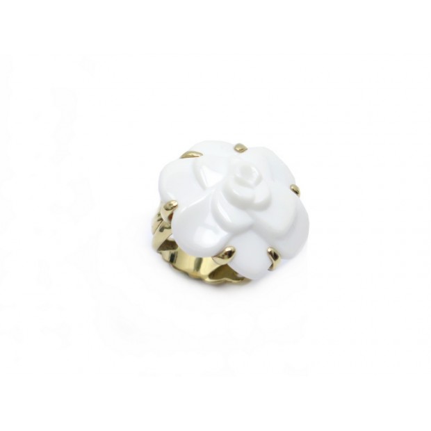 BAGUE CHANEL CAMELIA GM T55 EN OR JAUNE ET ONYX + ECRIN YELLOW GOLD RING 3750€