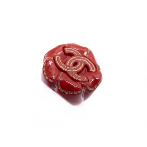 BAGUE CHANEL CAMELIA T 55 EN RESINE ROUGE LOGO CC RED CAMELLIA RING JEWEL 420€