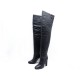 CHAUSSURES HERMES 39.5 BOTTES CUISSARDES A TALONS CUIR NOIR + BOITE BOOTS 3000€