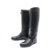 BOTTES CAVALIERES HERMES CUIR NOIR FERMOIR KELLY T39.5