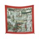 RARE FOULARD HERMES LES TOITS DE PARIS D. RYBALTCHENKO SOIE ROUGE + BOITE SCARF