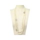 NEUF COLLIER CHANEL PERLES ET LOGO CC SAUTOIR 174 CM METAL ECRU NECKLACE 1590€