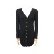 GILET LONG HERMES CARDIGAN COTON NOIR BOUTONS CLOU DE SELLE DORE T 40 M 1100€