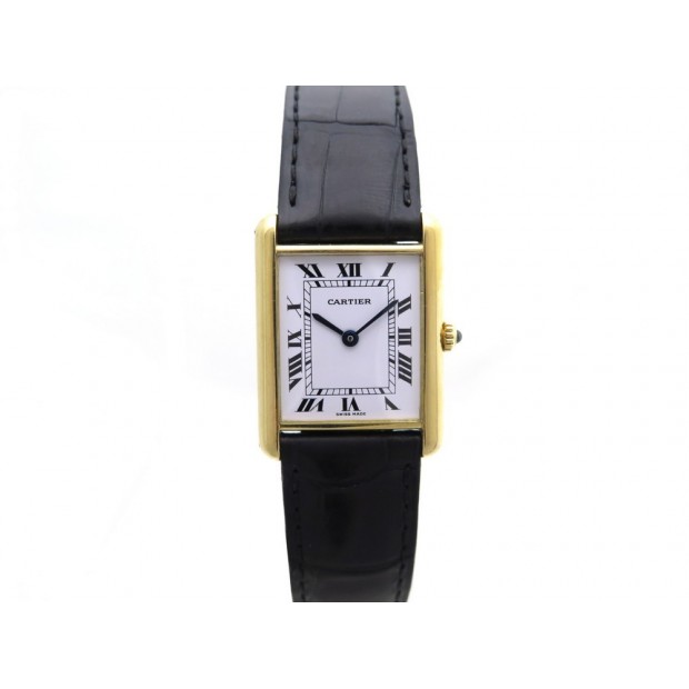 MONTRE CARTIER TANK 30 MM QUARTZ OR JAUNE 18K CUIR CROCODILE GOLD WATCH 11000€