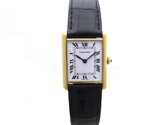 montre cartier tank 30 mm quartz or jaune 18k cuir