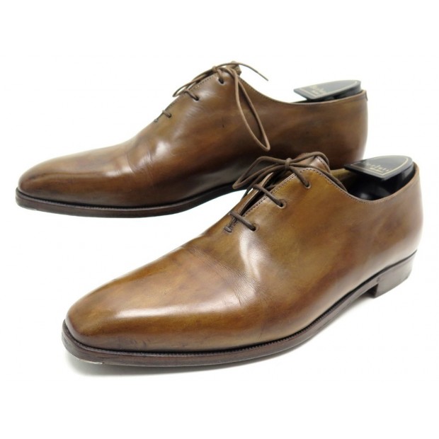 CHAUSSURES BERLUTI OLGA 9.5 43.5 RICHELIEUS CUIR MARRON +EMBAUCHOIRS SHOES 1670€