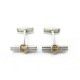 BOUTONS DE MANCHETTE HERMES BATONNETS EN OR BLANC & JAUNE 10GR GOLD CUFFLINKS