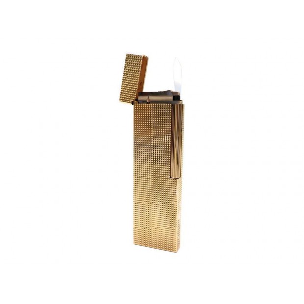 BRIQUET DE TABLE ST DUPONT POINTE DE DIAMANT 14 CM PLAQUE OR A GAZ GOLD LIGHTER 