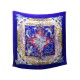 NEUF CHALE HERMES TROPIQUES 140 CM EN CACHEMIRE & SOIE BLEU CASHMERE SILK SHAWL 