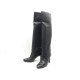 CHAUSSURES YVES SAINT LAURENT 40 BOTTES CUISSARDES CUIR NOIR + BOITE BOOTS 1295€