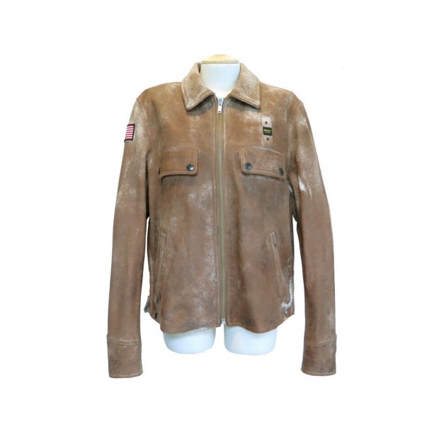 MANTEAU BLAUER BLOUSON TYLER M 50 EN CUIR MARRON VESTE LEATHER JACKET 1270€