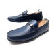 NEUF CHAUSSURES TOD'S MOCASSINS A BOUCLE 10 44 EN CUIR BLEU LEATHER LOAFERS 450€