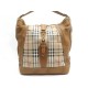 NEUF SAC A MAIN BURBERRY EN TOILE TARTAN CHECK & CUIR MARRON CANVAS PURSE 1000€