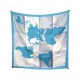 FOULARD HERMES LE MONDE EST 1 FLEUVE SOIE BLEU