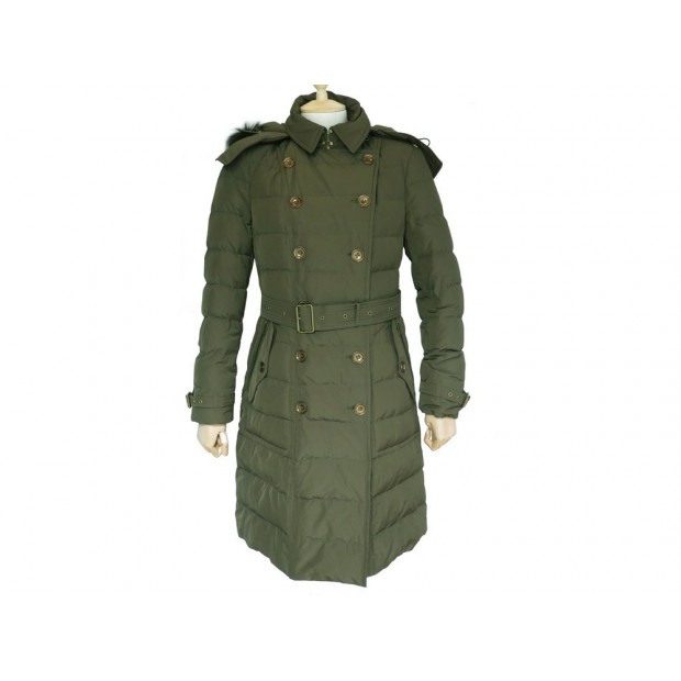 MANTEAU BURBERRY BRIT DOUDOUNE LONGUE DUVET COL RENARD KAKI PUFFY JACKET 1300€