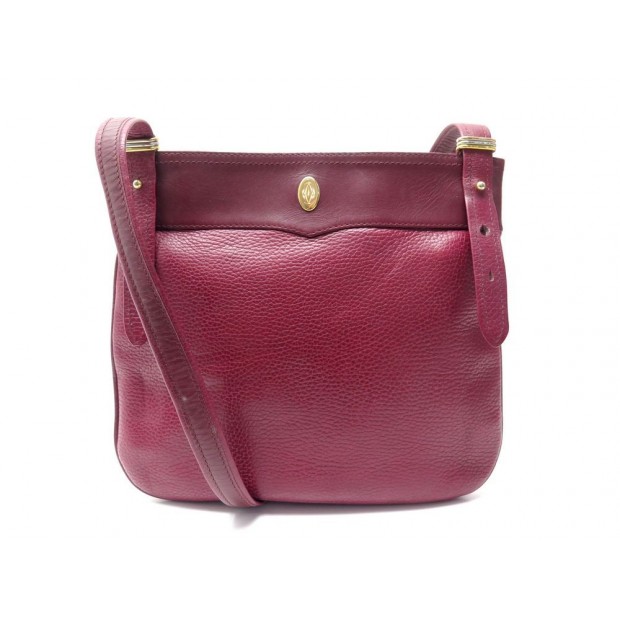 SAC A MAIN MUST DE CARTIER TRINITY BANDOULIERE EN CUIR GRAINE BORDEAUX BAG 1200€