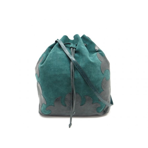 NEUF SAC A MAIN LINDE GALLERY BANDOULIERE EN DAIM CUIR VERT BOURSE HAND BAG 395€