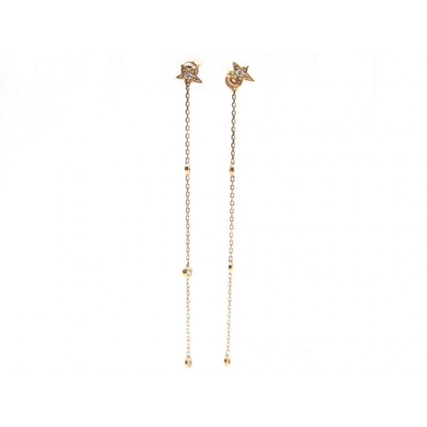 NEUF BOUCLES D'OREILLES GIGI CLOZEAU ETOILE PENDANTES EN OR ROSE & DIAMANTS 410€