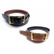 NEUF CEINTURE HERMES REVERSIBLE 90 CUIR BOX NOIR & MARRON BOUCLE DOREE BELT 670€