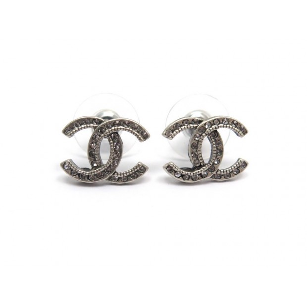 BOUCLE OREILLE CC CHANEL PETIT MODELE ARGENTE 