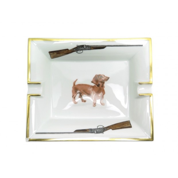 CENDRIER HERMES VIDE POCHE TECKEL EN PORCELAINE BLANC WHITE DOG ASHTRAY 465€