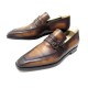 CHAUSSURES BERLUTI 8 42 MOCASSINS BI BOUCLE CUIR PATINE MARRON EMBAUCHOIRS 1810€