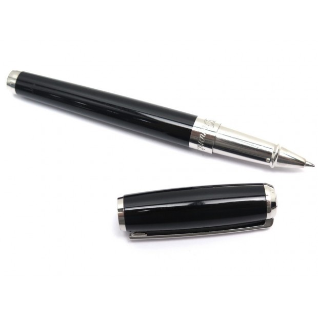 STYLO BILLE ST DUPONT LIGNE D ELYSEE LAQUE NOIR ET PALLADIUM ROLLERBALL PEN 390€