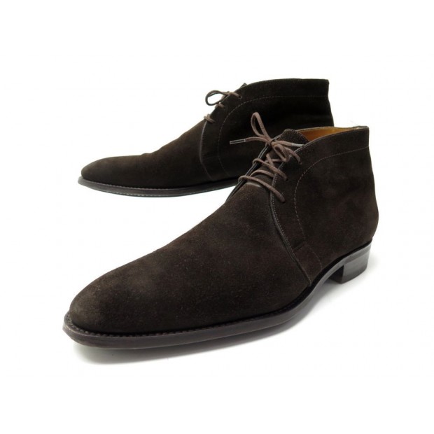 CHAUSSURES JM WESTON BOTTINES 473 9C 43 DAIM MARRON EMBAUCHOIRS BOOTS SHOES 865€