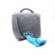 NEUF SAC A MAIN KENZO 2SA002 BANDOULIERE CUIR BLEU ET MOUTON GRIS HAND BAG 565€