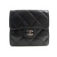 PORTEFEUILLE CHANEL PORTE MONNAIE EN CUIR MATELASSE NOIR FERMOIR CC WALLET 730€