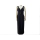 ROBE LONGUE CHANEL SANS MANCHE T 42 L EN LAINE NOIRE BOUTONS LOGO CC DRESS 2790€