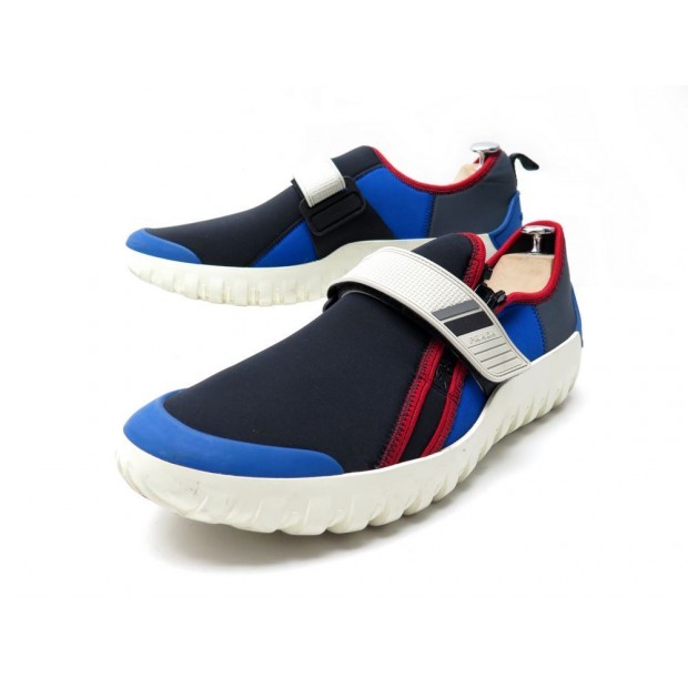 CHAUSSURES PRADA 4D3093 NEOPRENE SNEAKERS 44 IT 45 TOILE NOIR ET BLEU SHOES 640€