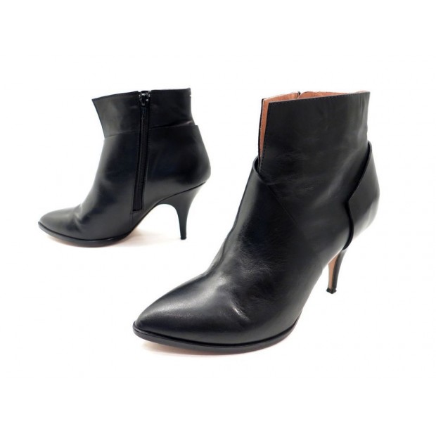 BOTTINES LOW BOOTS MARTIN MARGIELLA 37.5 CUIR NOIR 