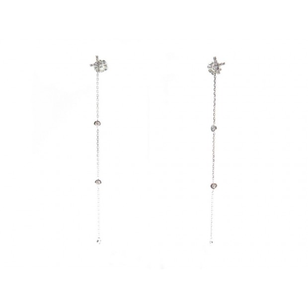 BOUCLES D'OREILLES GIGI CLOZEAU CROIX OR BLANC DIAMANTS PENDANTES EARRINGS 860€