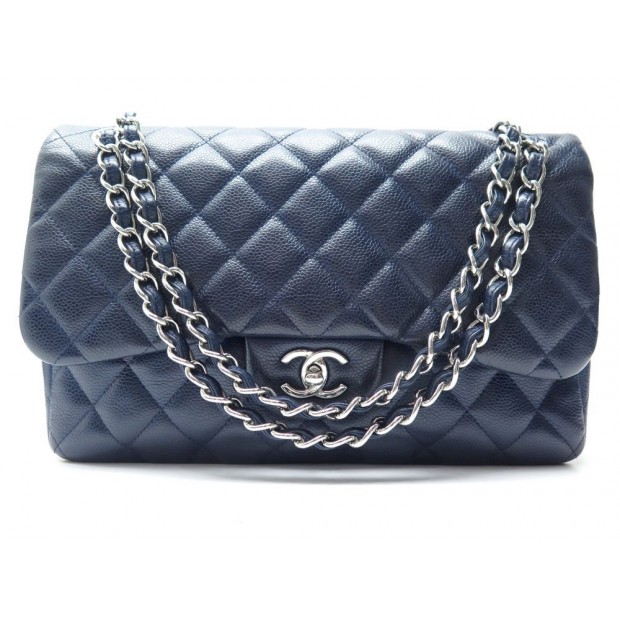 Sac Timeless Jumbo en cuir verni bleu Chanel - Seconde Main / Occasion –  Vintega