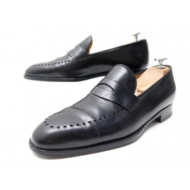 CHAUSSURES BERLUTI MOCASSINS 7 41 CUIR NOIR PERFORATIONS LOAFERS SHOES 1630€
