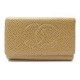 NEUF PORTE CLES CHANEL LOGO CC EN CUIR CAVIAR CAMEL NEW LEATHER KEYS HOLDER 550€