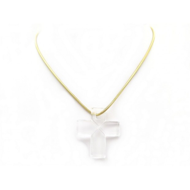 COLLIER PENDENTIF BACCARAT CROIX & CHAINE EN OR JAUNE 18K 10.7GR