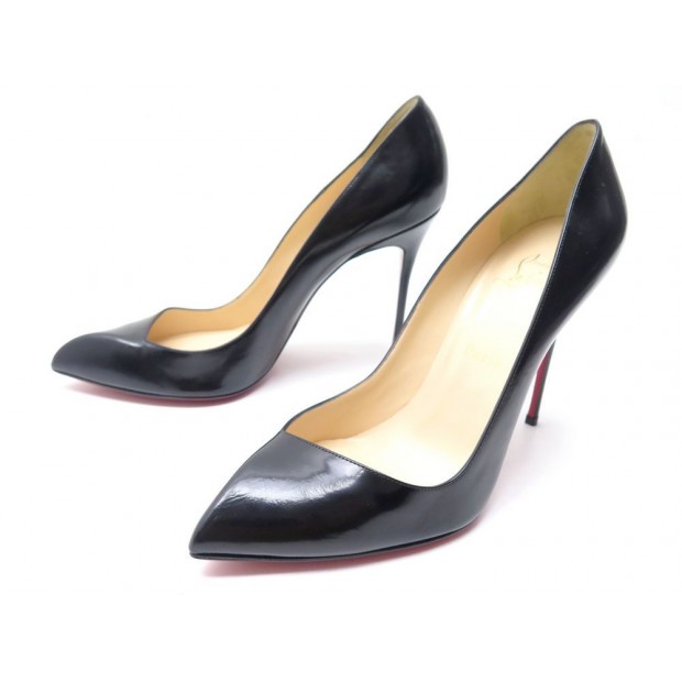 NEUF CHAUSSURES CHRISTIAN LOUBOUTIN CORNEILLE 40.5 ESCARPINS CUIR NOIR PUMP 575€