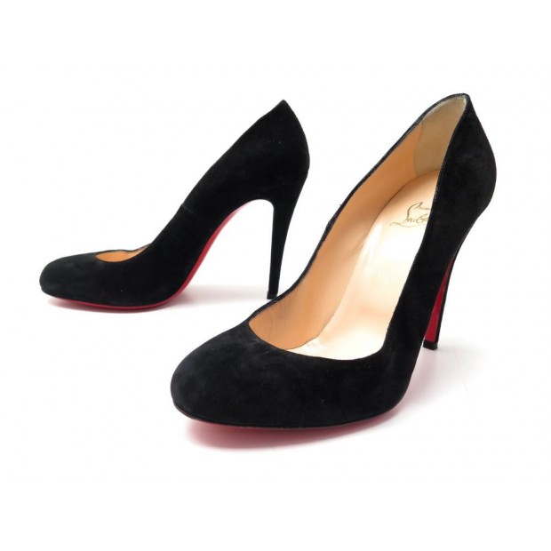 NEUF CHAUSSURES CHRISTIAN LOUBOUTIN RON RON 100 SUEDE NOIR 