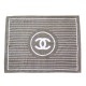 GRANDE SERVIETTE DE PLAGE CHANEL LOGO CC 147X110 CM COTON TAUPE BATH TOWEL 520€