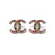 NEUF BOUCLES D'OREILLES CHANEL LOGO CC STRASS MULTICOLORES + BOITE EARRINGS 390€